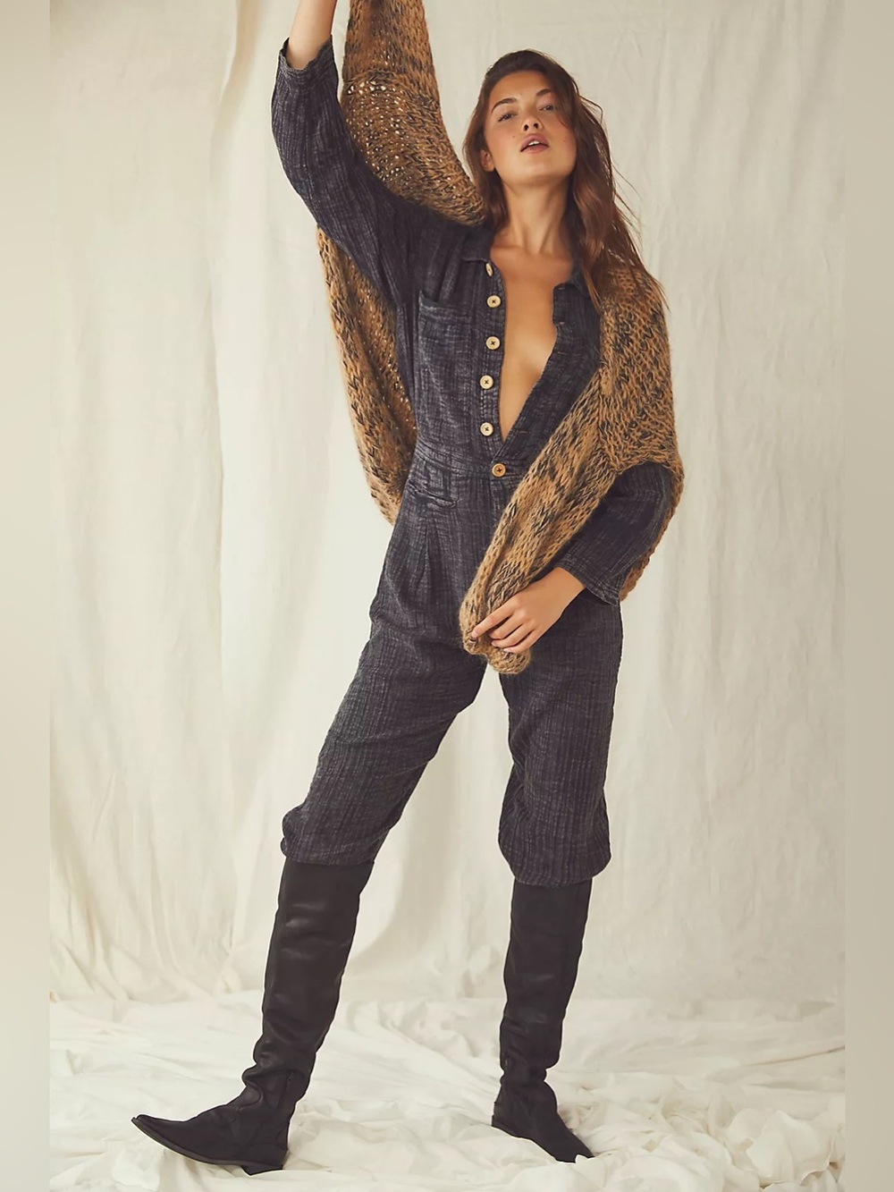 Free People Madrid Double Cloth One Piece Jumpsuit